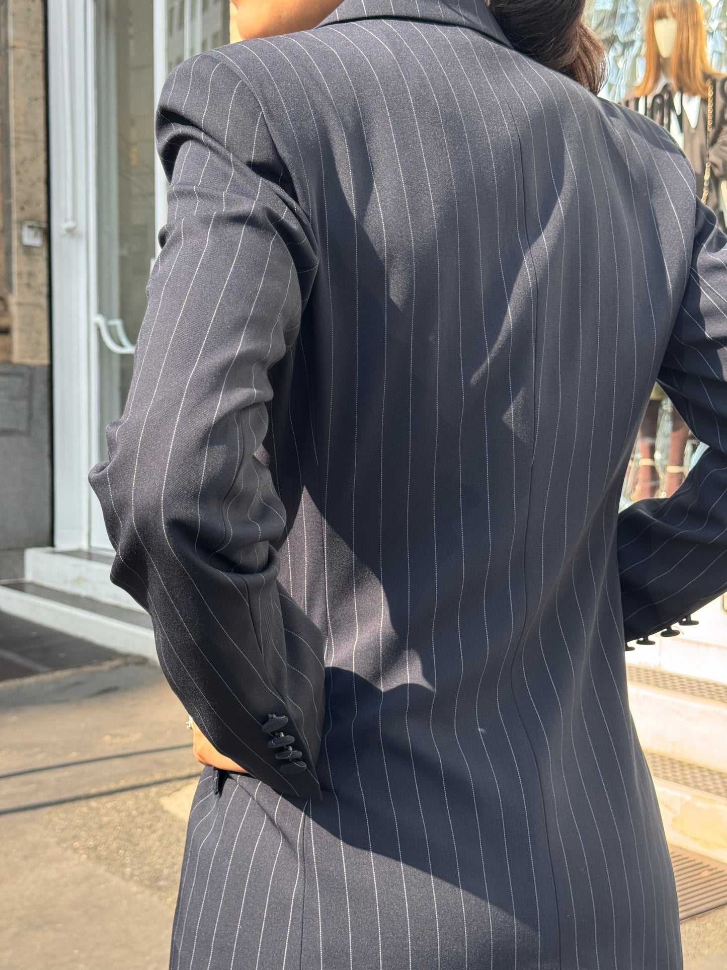 Tailleur blu gessato