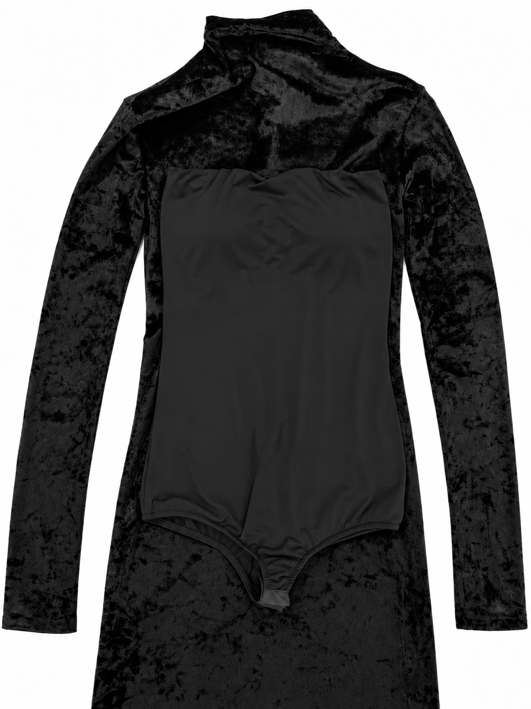 Abito lungo nero in vellutino - Body interno staccabile