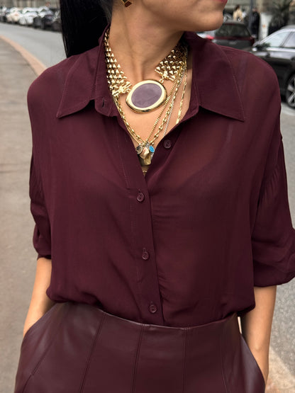 Camicia bordeaux trasparente