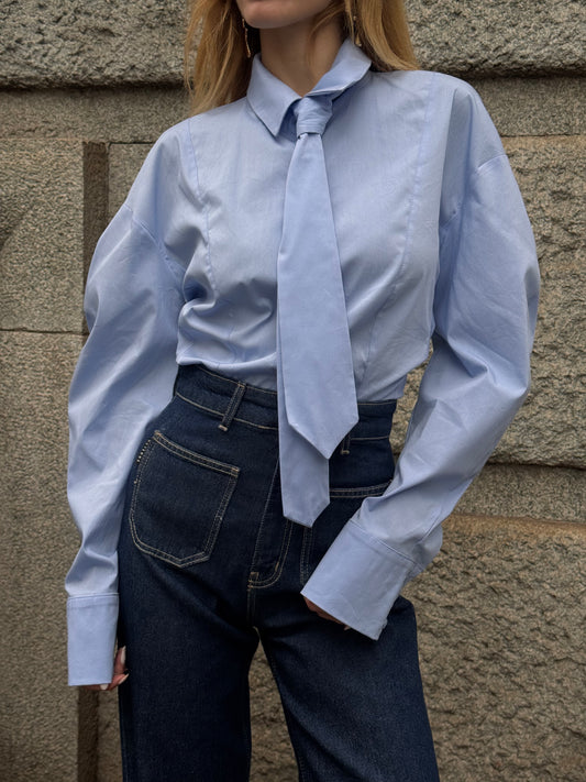 Camicia azzurra con cravatta