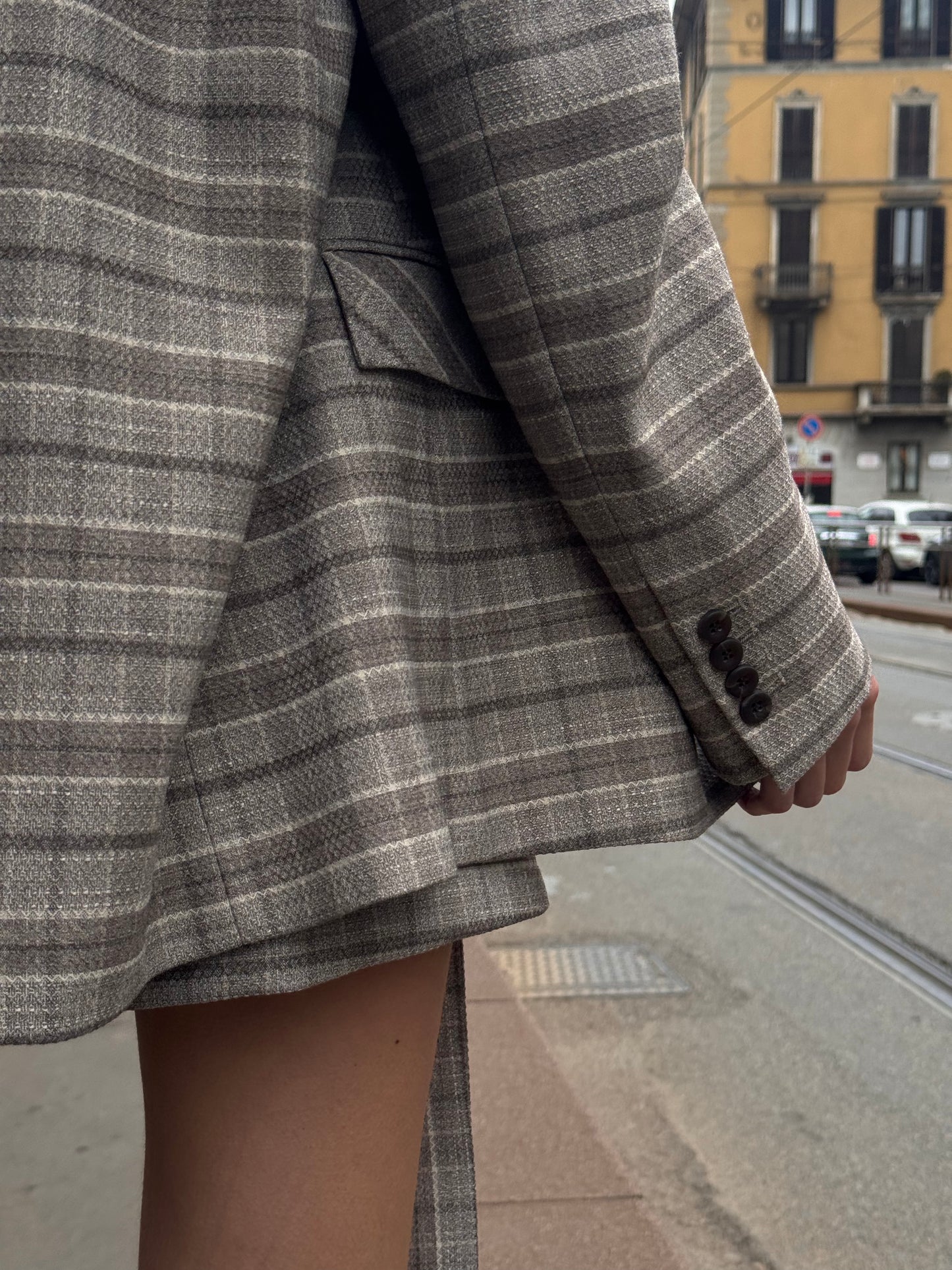 Giacca doppiopetto over in check