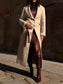 Cappotto beige lungo con collo in pelliccia rimovibile