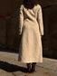 Cappotto beige lungo con collo in pelliccia rimovibile