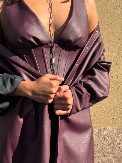 Top in ecopelle con bustino