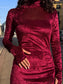 Abito lungo bordeaux in velluto con body