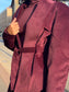 Giacca bordeaux in velluto con cintura