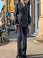 Tailleur blu gessato