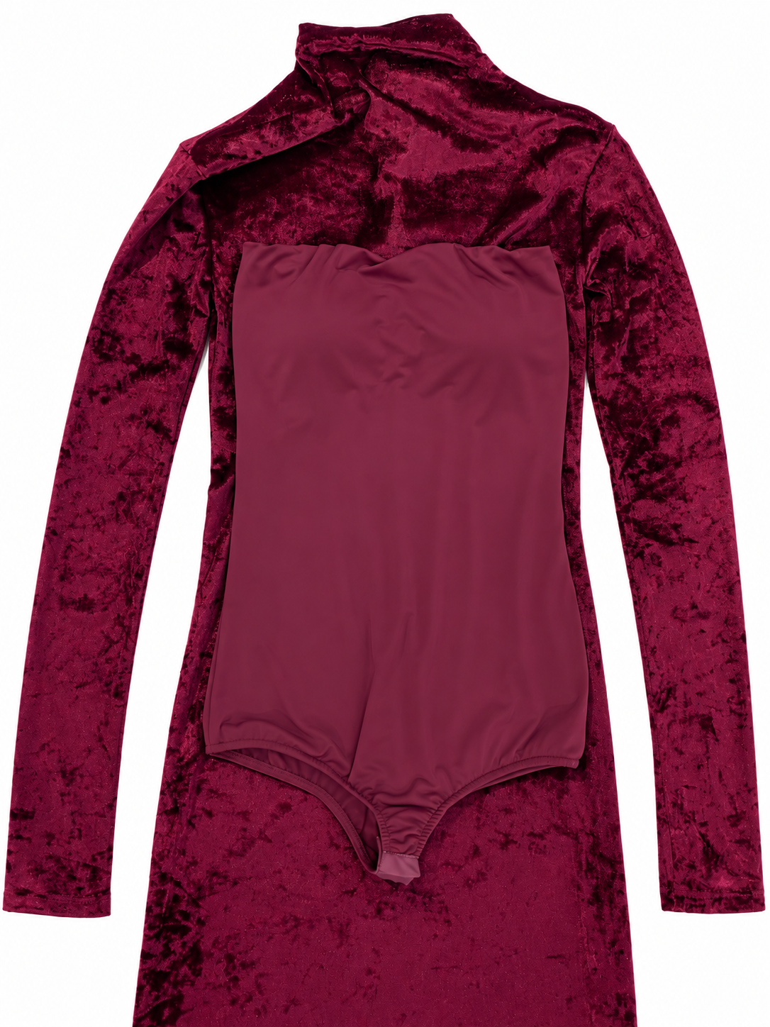 Abito lungo bordeaux in vellutino - Body interno staccabile