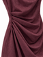 Abito mini bordeaux drappeggiato effetto camoscio - Dettaglio drappeggio laterale