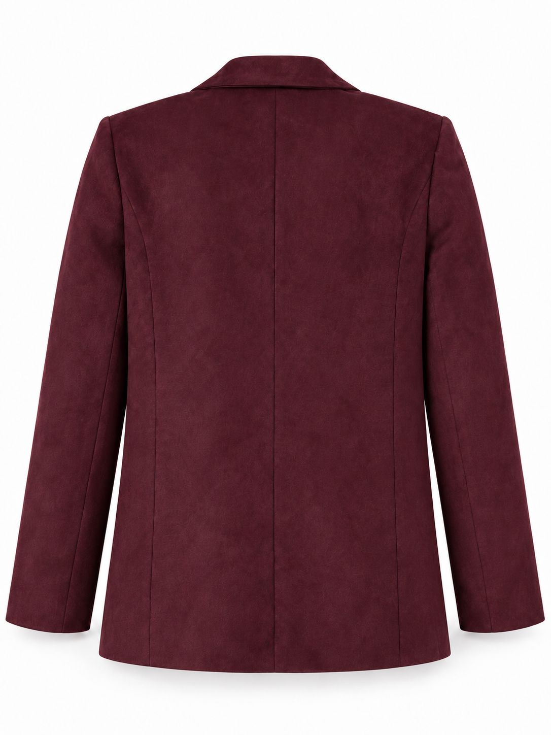Blazer bordeaux effetto camoscio con revers in raso – retro