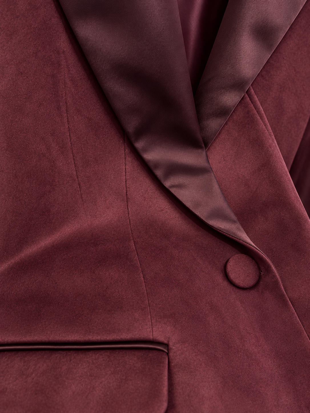 Blazer bordeaux effetto camoscio con revers in raso – revers