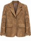 Blazer effetto scamosciato con maniche ricamate - fronte