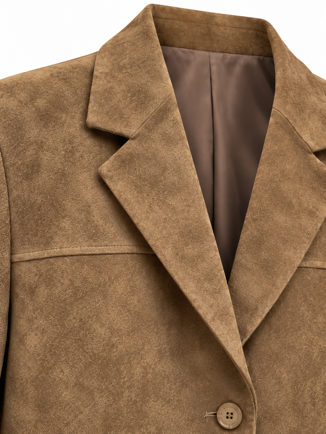 Dettaglio rever e texture scamosciata