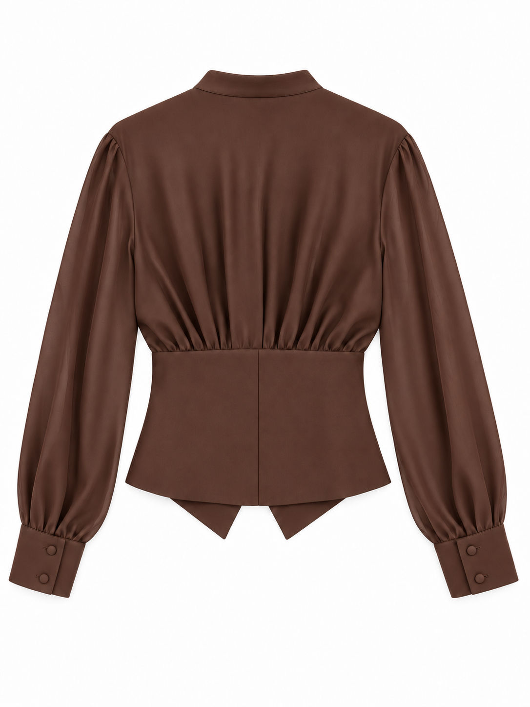 Blusa cioccolato con vita sagomata: retro