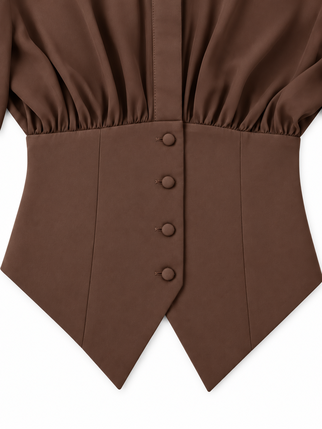 Blusa cioccolato con vita sagomata: dettaglio vita