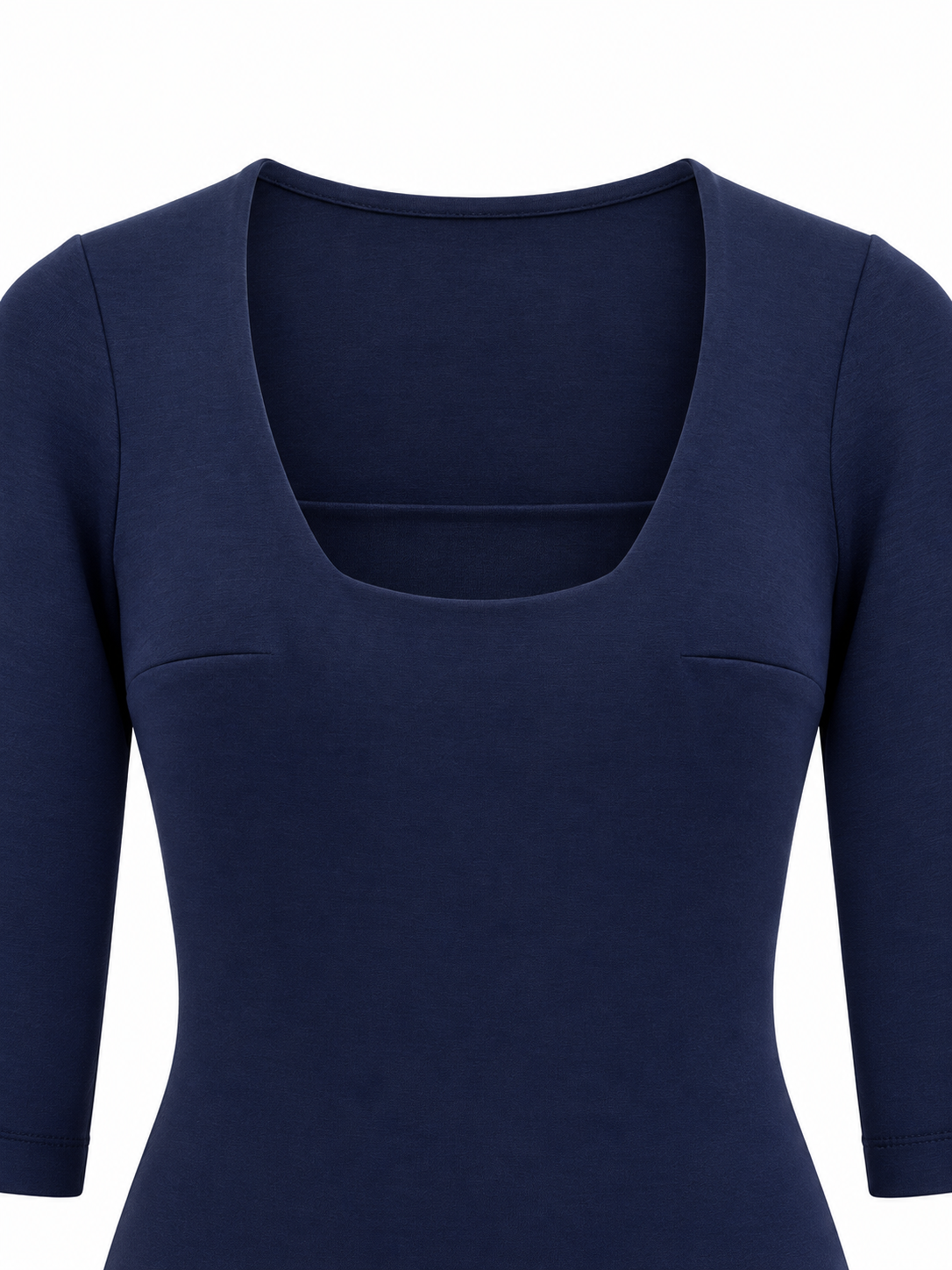 Body blu con scollo squadrato e maniche a tre quarti - dettaglio 1