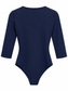 Body blu con scollo squadrato e maniche a tre quarti - retro