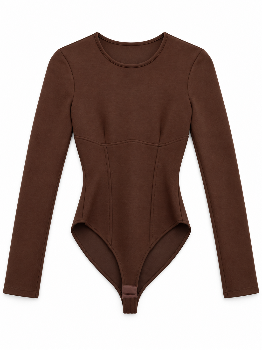 Body marrone a maniche lunghe: vista frontale