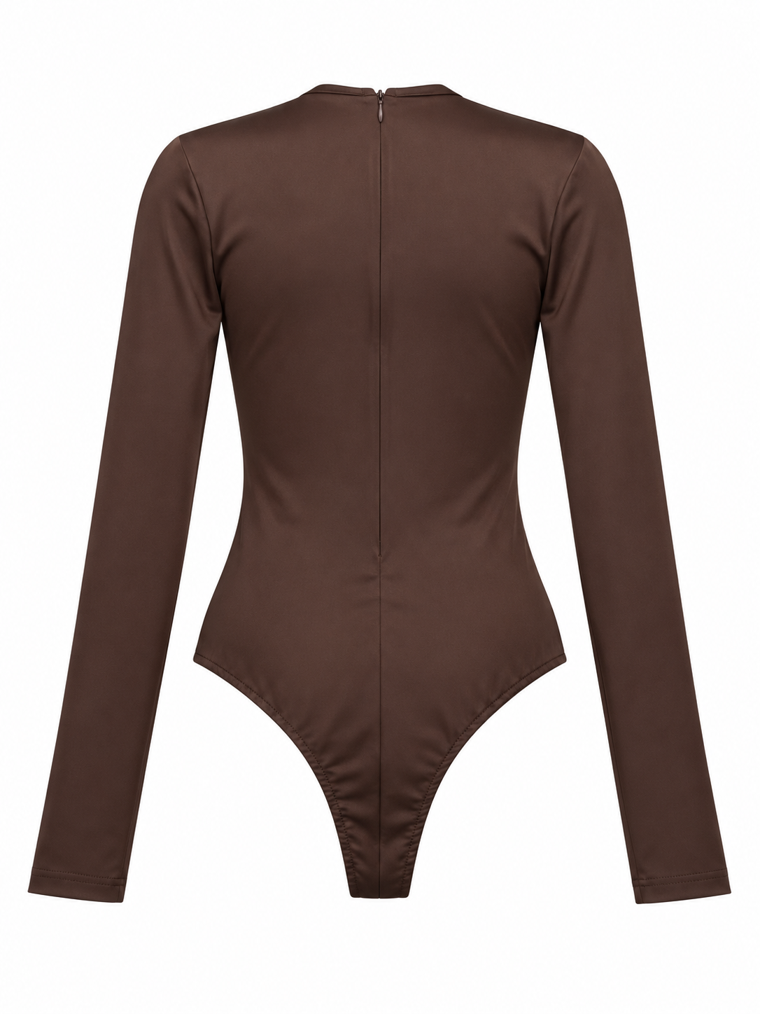 Body marrone lucido con scollo a goccia - retro