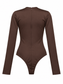 Body marrone lucido con scollo a goccia - retro