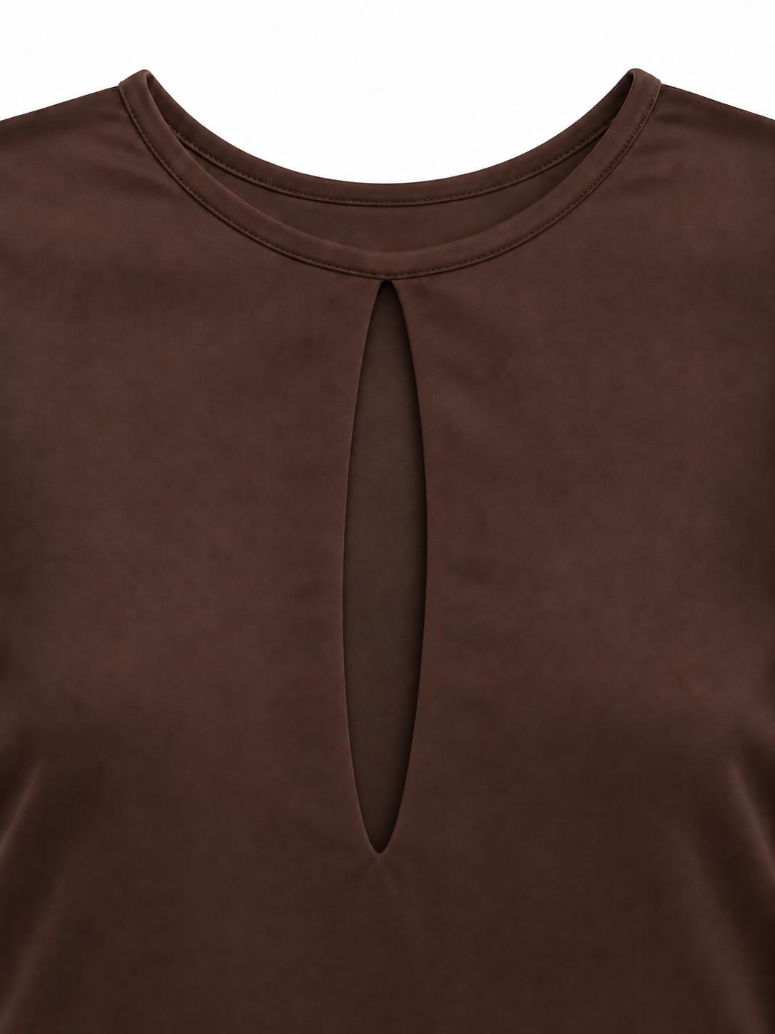Body marrone lucido con scollo a goccia - scollo