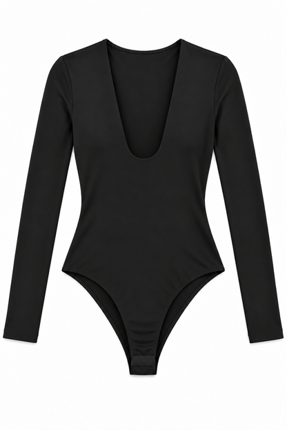 Body nero con scollo a U - Vista frontale