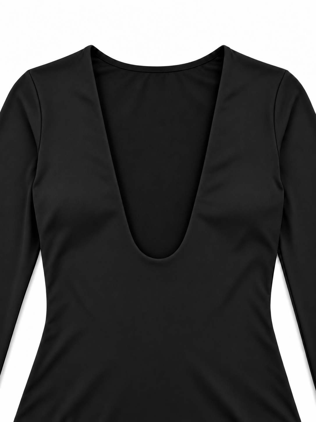 Body nero con scollo a U - Dettaglio scollo senza cuciture visibili