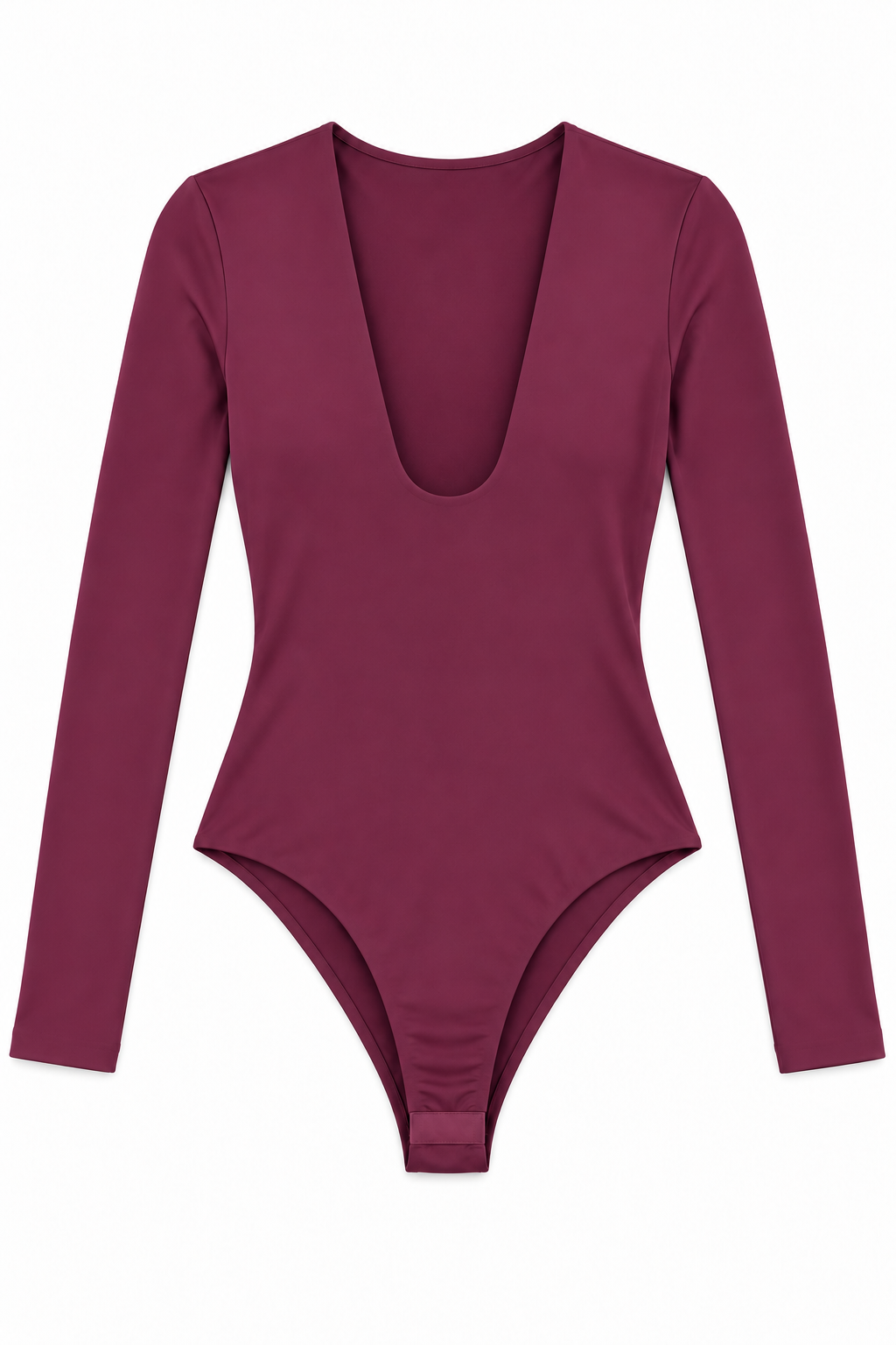 Body vinaccia con scollo a U - Vista frontale con scollo corretto