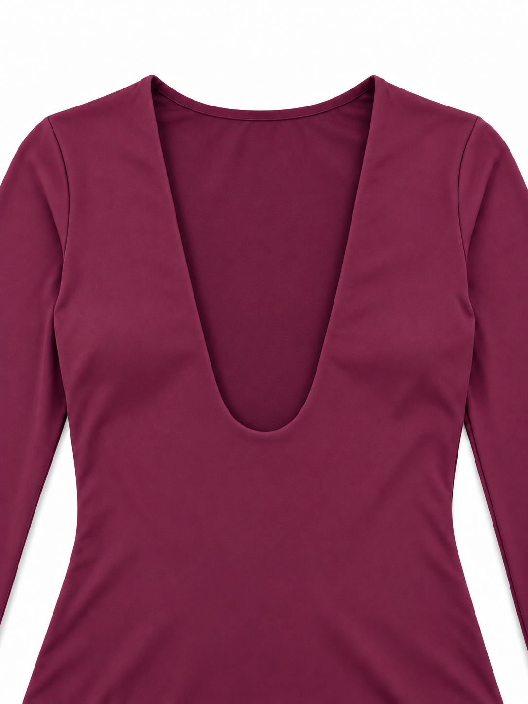 Body vinaccia con scollo a U - Dettaglio scollo senza cuciture visibili
