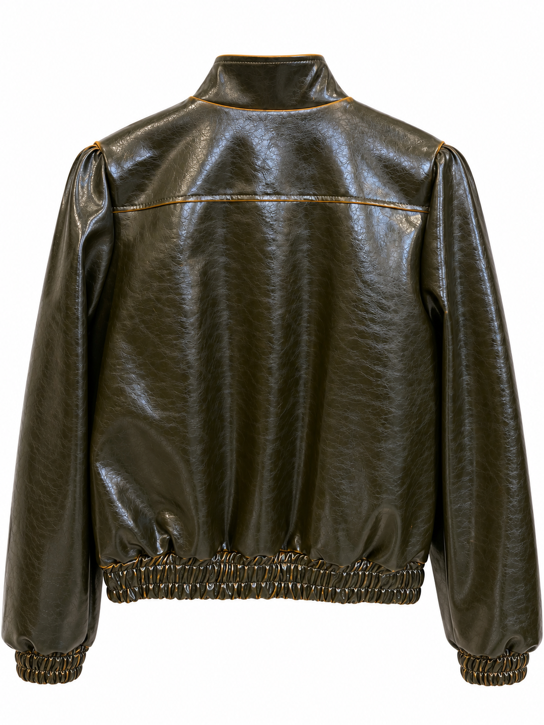 Bomber verde oliva effetto pelle - retro