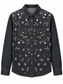 Camicia in denim con applicazioni floreali — fronte