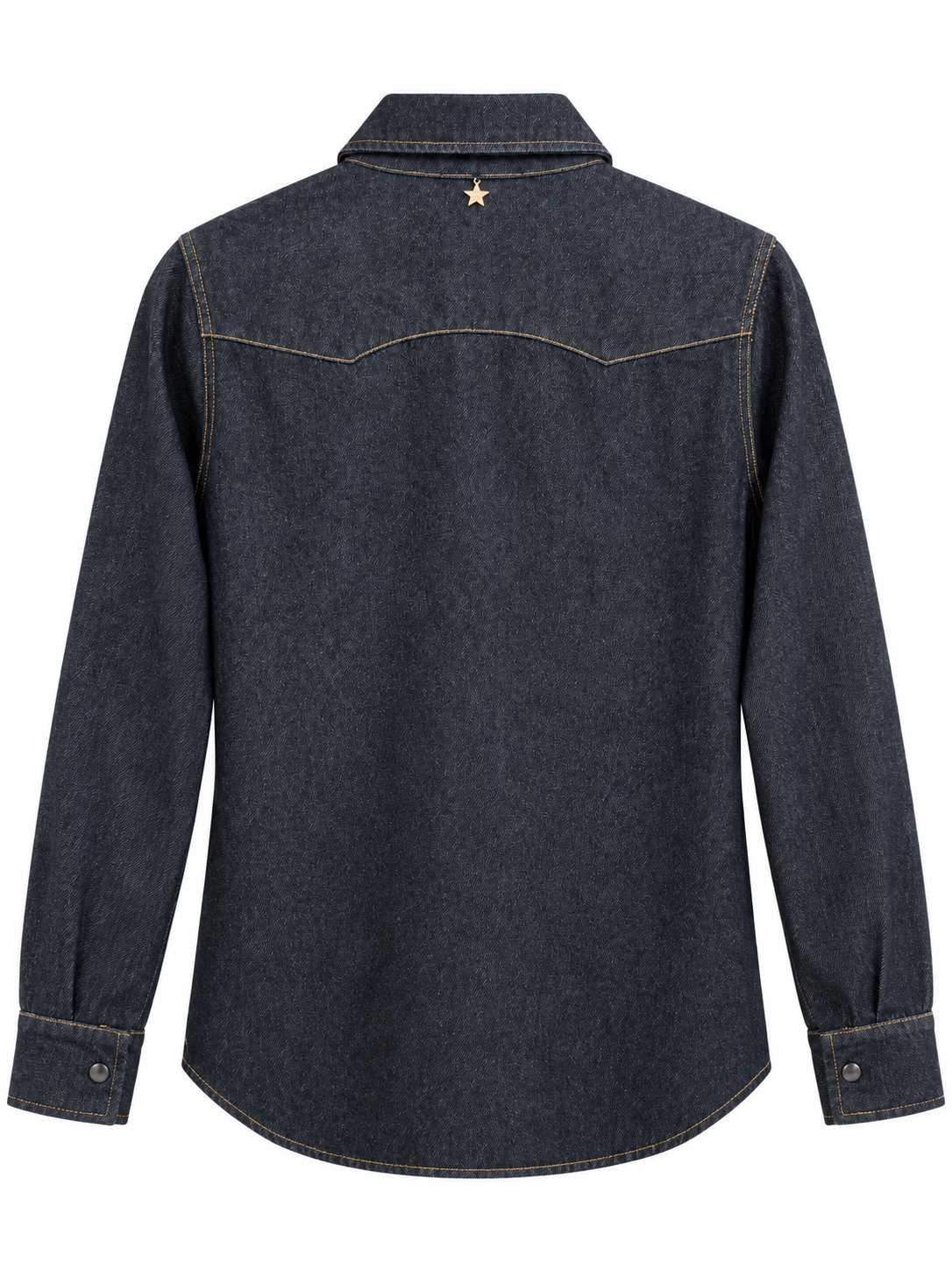 Camicia in denim con applicazioni floreali — retro