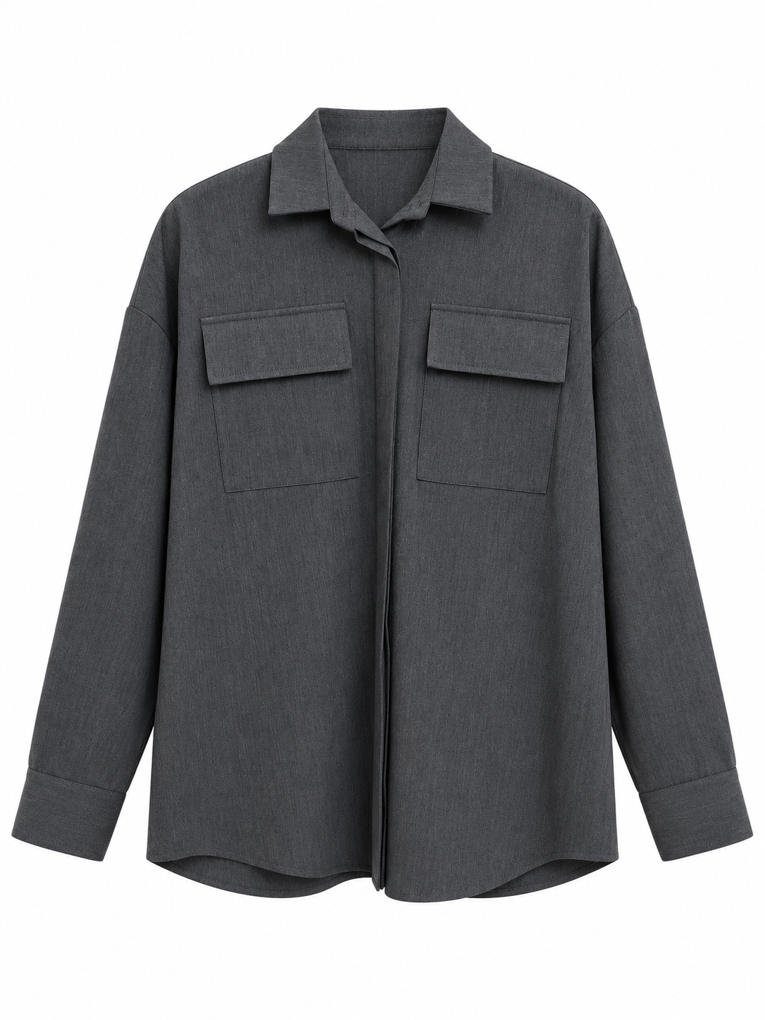 Camicia grigia oversize — fronte