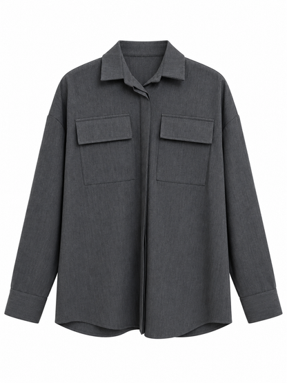 Camicia grigia oversize — fronte