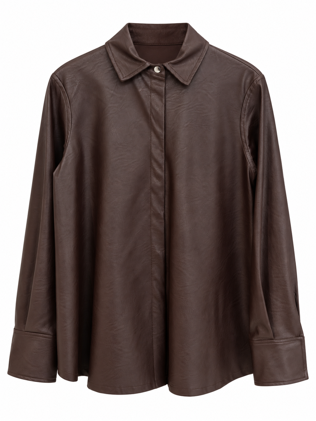 Camicia marrone in ecopelle - Vista frontale