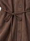 Camicia marrone effetto camoscio con laccetto - laccetto