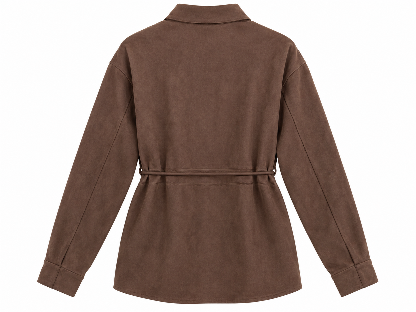 Camicia marrone effetto camoscio con laccetto - retro