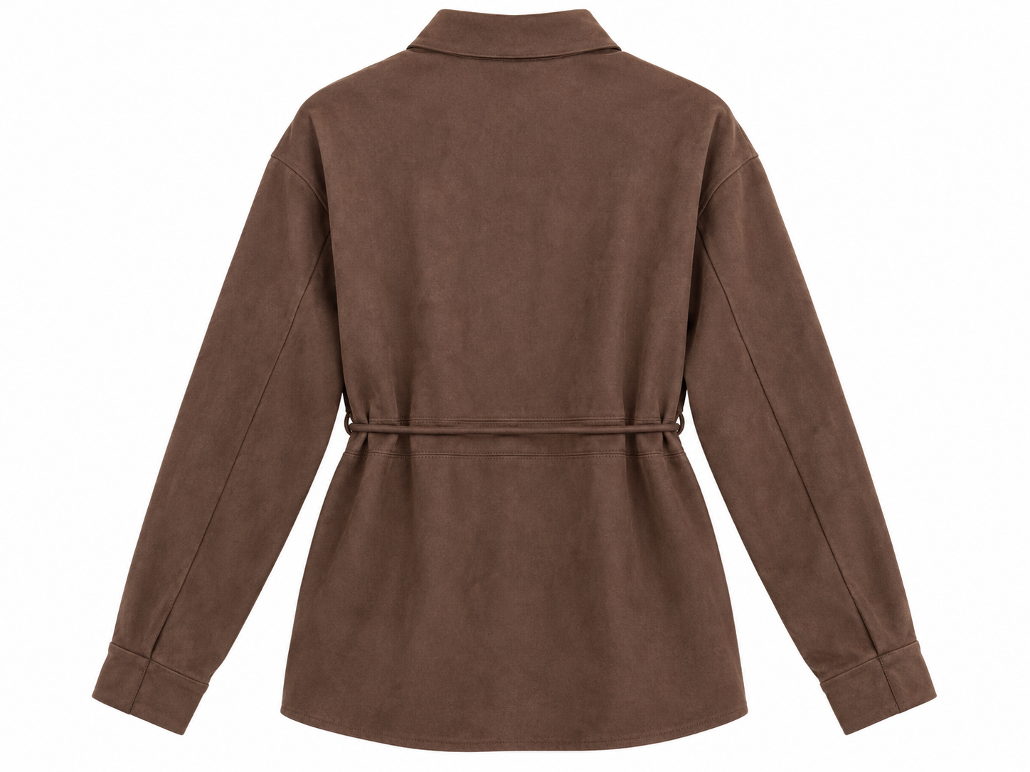 Camicia marrone effetto camoscio con laccetto - retro