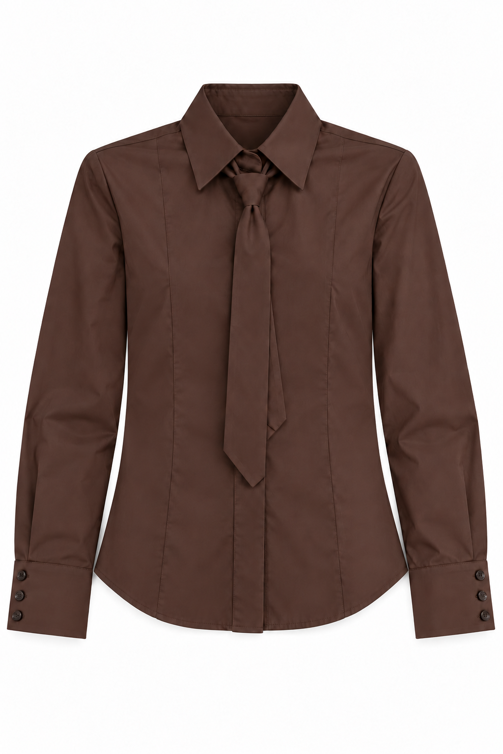 Camicia marrone in cotone con spalline imbottite: fronte