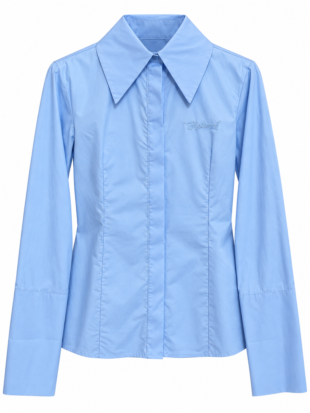 Camicia azzurra con maxi colletto - fronte
