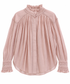 Camicia rosa cipria con passamanerie e ruches – fronte