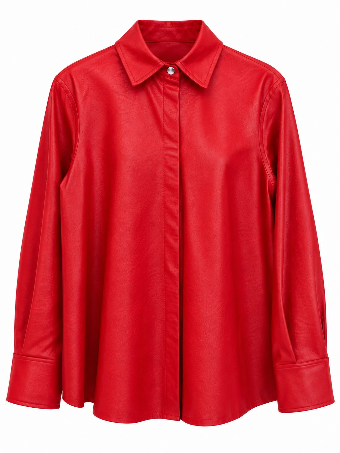 Camicia rossa in ecopelle - Vista frontale over