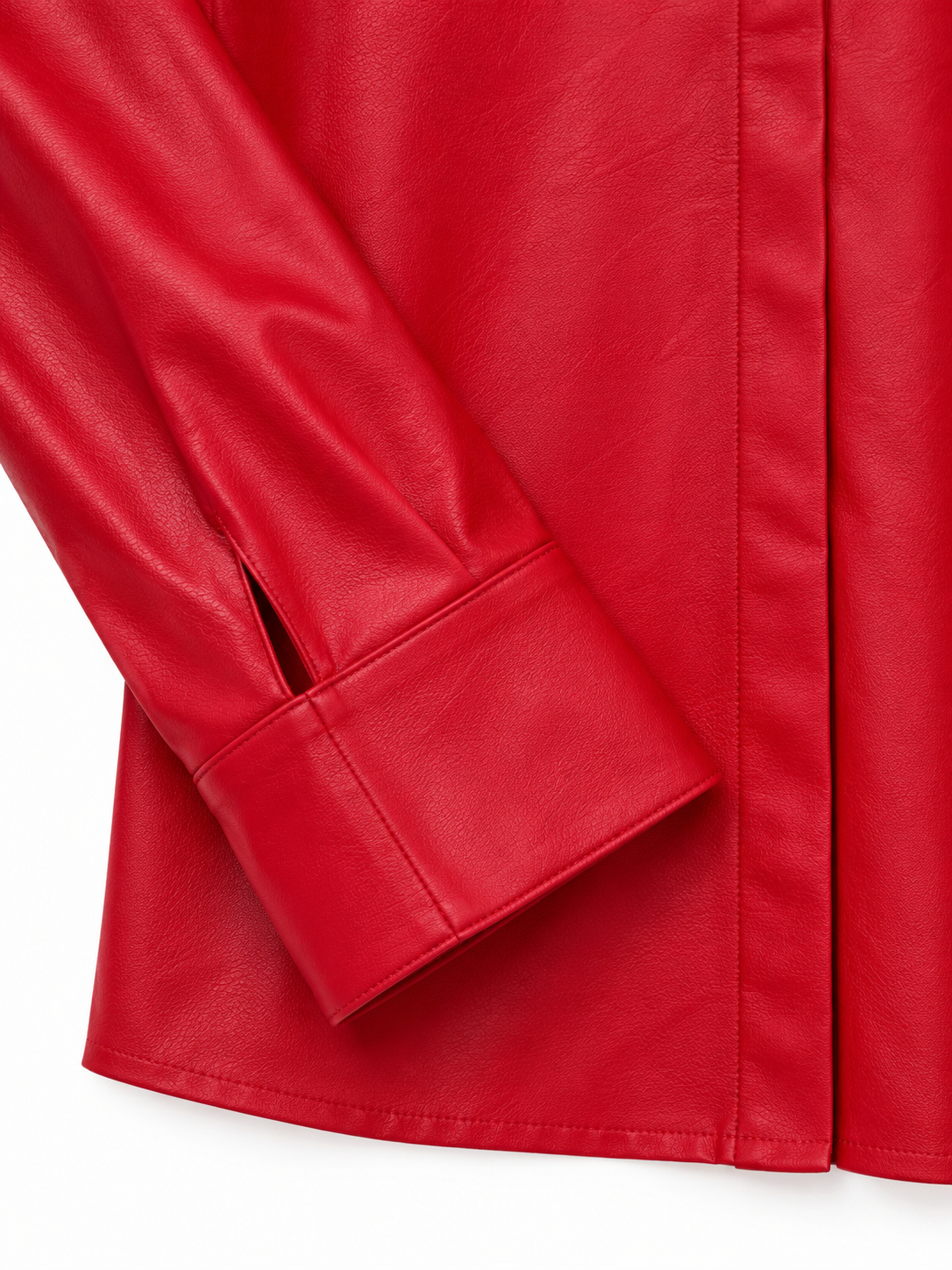 Camicia rossa in ecopelle - Dettaglio polsino