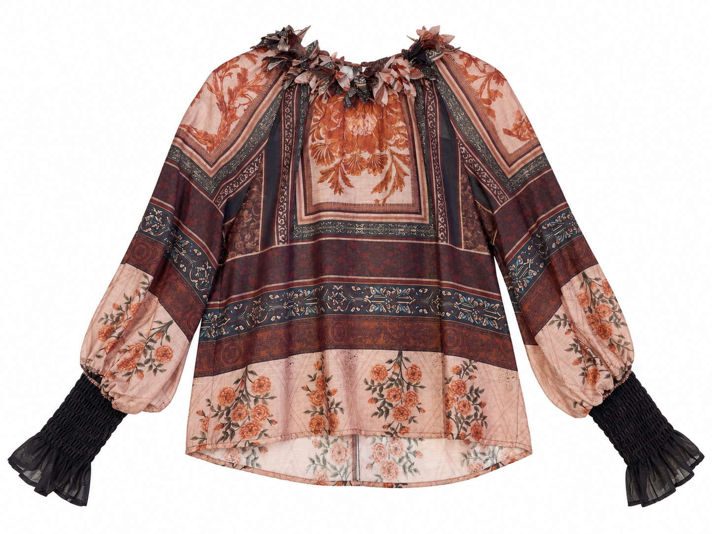 Camicia semitrasparente stampa foulard - fronte