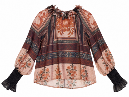 Camicia semitrasparente stampa foulard - fronte