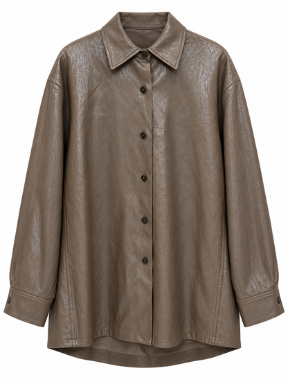 Camicia tortora effetto pelle - fronte