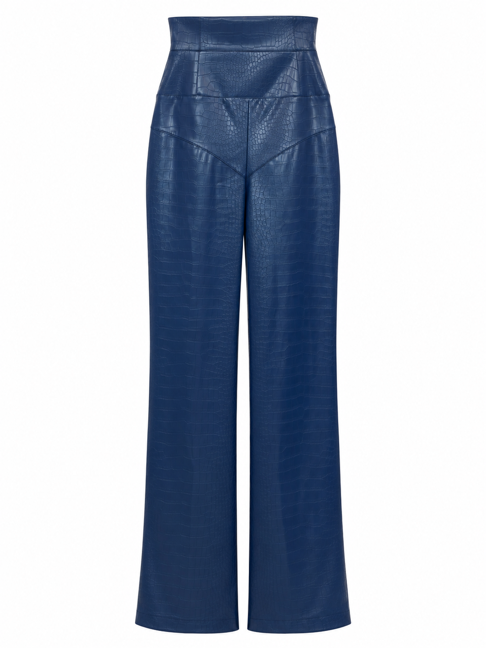 Pantaloni ecopelle effetto coccodrillo a vita alta