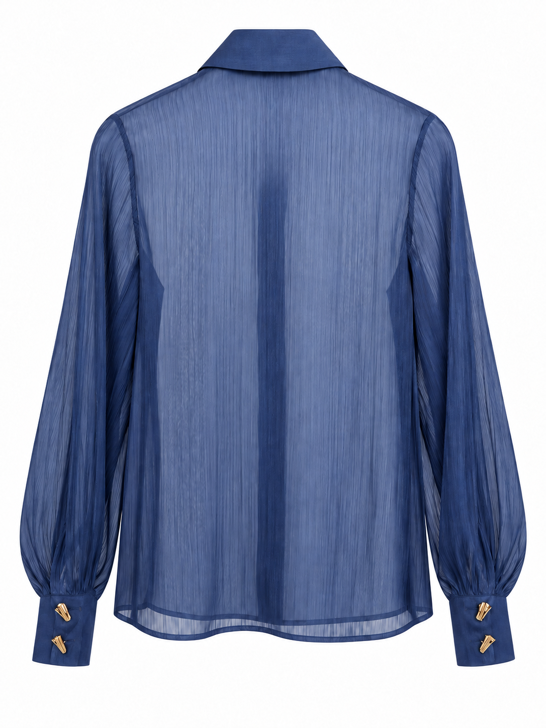 Camicia blu trasparente con bottoni decorativi - retro