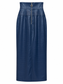Gonna lunga blu effetto coccodrillo con spacco - retro