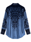 Camicia in velluto blu con fantasia ornamentale - retro
